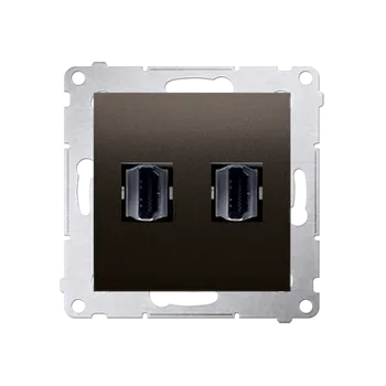 Elektrická zásuvka Zásuvka HDMI 2 násobná (přístroj s krytem), Simon 54, barva hnědá metalizovaná