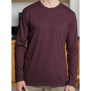 Pánské tričko Sinsay - Bavlněné tričko s dlouhými rukávy - burgundy - 650EY-83X - 650EY-83X-M