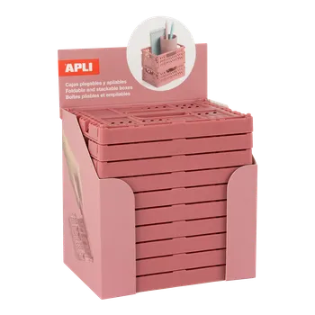 Party dekorace APLI úložný box - jednobarevný, 10 ks, displej, korálově růžová základna