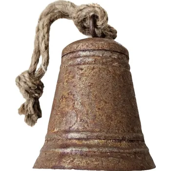 Rezavý antik plechový zvonek se šňůrkou M - Ø 10 *13 / 25 cm