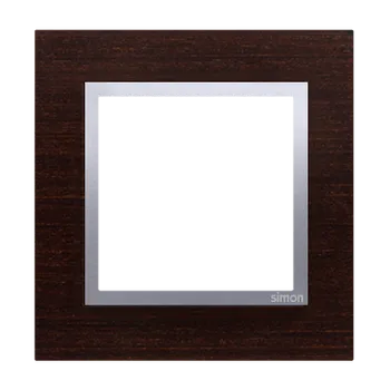 Elektrická zásuvka Rámeček 1 násobný, dřevěný, Simon 54 Nature, wenge / stříbrná metalizovaná