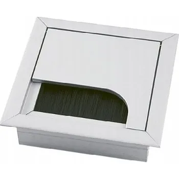 Elektrická zásuvka Kabelová průchodka 80 x 80 mm, materiál hliník, barva stíbrná