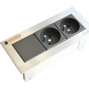 Elektrická zásuvka OFIBLOCK Line, 2x zásuvka 250V, rámeček chrom, barva grafitově-šedá, kabel 1.5m