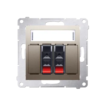 Elektrická zásuvka Zásuvka reproduktorová 2 násobná s popisným polem (přístroj s krytem), Simon 54, barva zlatá metalizovaná