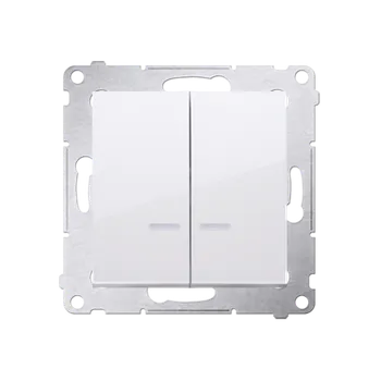 Elektrická zásuvka Přepínač křížový 2 násobný (přístroj s krytem), s podsvětlením, bez piktogramu, řazení 7So+7So, Simon 54, barva bílá
