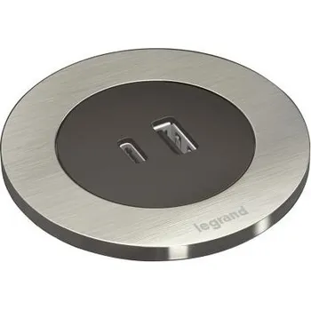 Zapuštěná nabíječka INCARA Disq 60, 1x USB-A + 1x USB-C, kabel 2m, barva černá, kovový kroužek