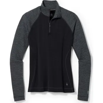 Dámské triko Smartwool W CLASSIC THERMAL MERINO BL PTTRN 1/4 ZB S Černá, Tmavě šedá