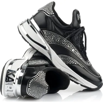 Dámská obuv TENISKY KARL LAGERFELD REGALIA SOCK MIX GLITTER MIX BLK W/SILVER