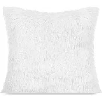Polštář Povlak na polštář 40x40 cm dekorativní chlupatý kožešinový YETI bílý