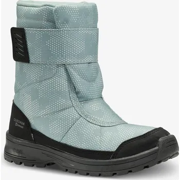 Dětská treková obuv QUECHUA Dětské turistické nepromokavé sněhule na suchý zip SH 100 32 ZELENÁ