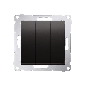 Elektrická zásuvka Ovladač zapínací 3 násobný (přístroj s krytem), s orientačním LED podsvětlením, řazení 1/0So+1/0So+1/0So, Simon 54, barva antracitová metalizovaná