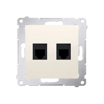 Elektrická zásuvka Zásuvka telefonní RJ12, 2 násobná (přístroj s krytem), Simon 54, barva krémová