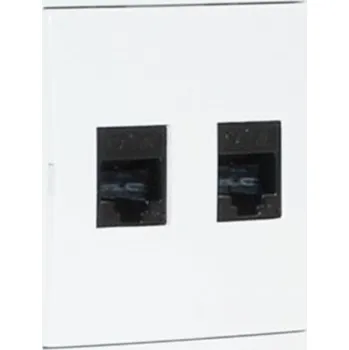 Elektrická zásuvka Datová zásuvka nástěnná, 2x RJ45 cat.6, bez krytek proti prachu, barva bílá