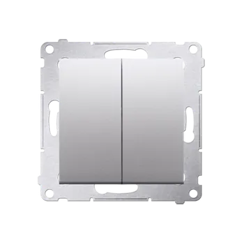 Elektrická zásuvka Ovladač zapínací 2 násobný (přístroj s krytem), řazení 1/0+1/0, Simon 54, barva stříbrná metalizovaná