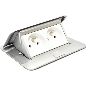 Elektrická zásuvka Pop-up blok, 2x zásuvka 230V, nerez matný / bílá, kabel 2m