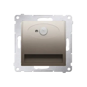 Elektrická zásuvka LED osvětlení s pohybovým senzorem (přístroj s krytem), 230 V / 1,23 W, barva světla teplá bílá (3100 °K), Simon 54, barva zlatá metalizovaná