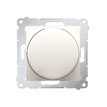 Elektrická zásuvka Stmívač pro stmívatelné LED (přístroj s krytem), otočné ovládání, tlačítkové spínání, jednoobvodový, 2W - 200W, 230 V~, Simon 54, barva krémová