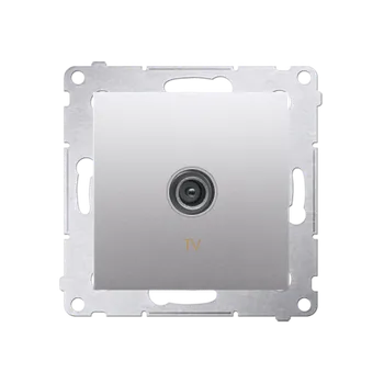 Elektrická zásuvka Zásuvka anténní TV 1 násobná koncová (přístroj s krytem), pro jednotlivé instalace, Simon 54, barva stříbrná metalizovaná
