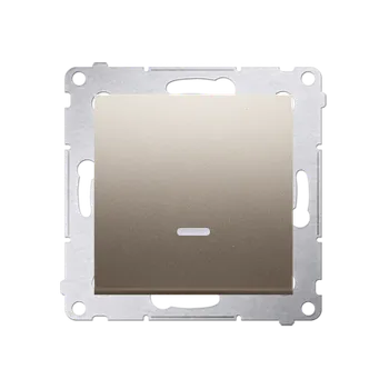 Elektrická zásuvka Přepínač křížový (přístroj s krytem), s orientačním LED podsvětlením, bez piktogramu, řazení 7So, Simon 54, barva zlatá metalizovaná