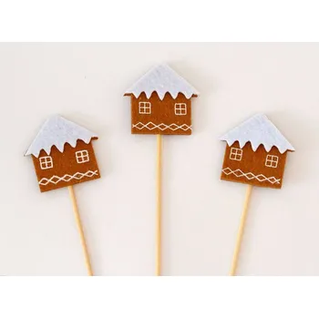 Zápich filcové dekorace - DOMEČEK SE SNĚHEM