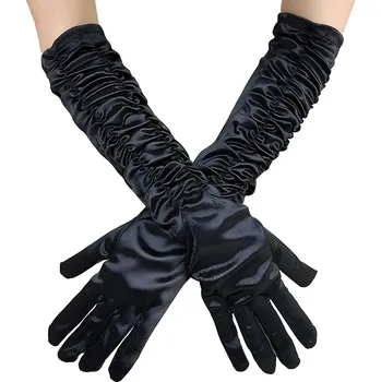 Rukavice Dlouhé nařasené rukavice - černé