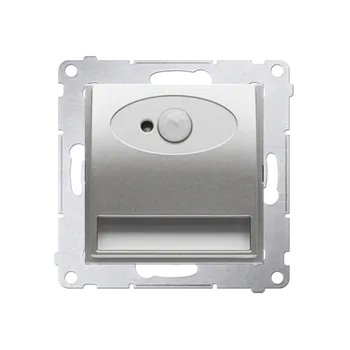 Elektrická zásuvka LED osvětlení s pohybovým senzorem (přístroj s krytem), 14 V / 0,78 W, barva světla studená bílá (5900 °K), Simon 54, barva stříbrná metalizovaná