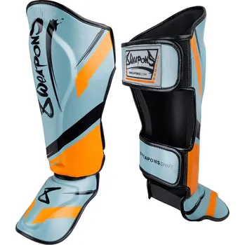 Chránič holeně pro bojový sport 8 WEAPONS Chrániče holení Shift - šedo/oranžové M