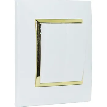 Elektrická zásuvka Vypínač jednopólový, řazení č.1, 10AX 250V v rámečku pod omítku, bílé barvy se zlatým ozdobným rámem