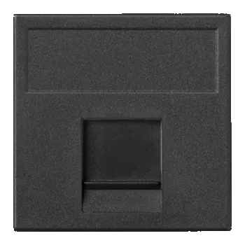 Elektrická zásuvka Kryt datové zásuvky K45 keystone jodnoduchá plochá univerzální s krytem 45×45mm grafitově-šedá