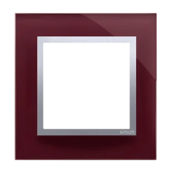 Elektrická zásuvka Rámeček 1 násobný, skleněný, Simon 54 Nature, švestková / stříbrná metalizovaná