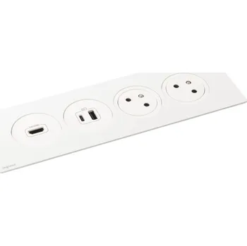 Elektrická zásuvka Zapuštěný blok INCARA Disq'In, 2x zásuvka 250V Surface, 1x USB A+C nabíječka, 1x HDMI, kabel 2m, barva bílá