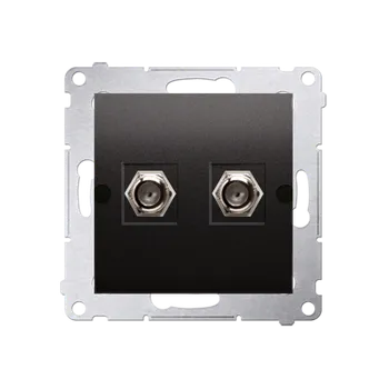 Elektrická zásuvka Zásuvka anténní 2 násobná typ „F” (přístroj s krytem), pro jednotlivé instalace, Simon 54, barva antracitová metalizovaná