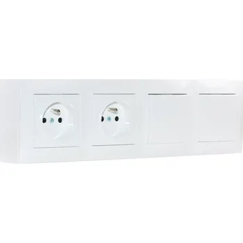 Elektrická zásuvka Zásuvkový blok nástěnný 2x 250V/16A s 2x vypínačem (řazení č. 5), clonky, bez kabelu, barva bílá