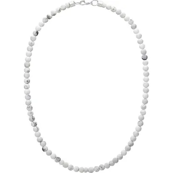 Náhrdelník Manoki Pánský korálkový náhrdelník Fernando - 6 mm howlit X-NH1353/60 Bílá/čirá 60 cm