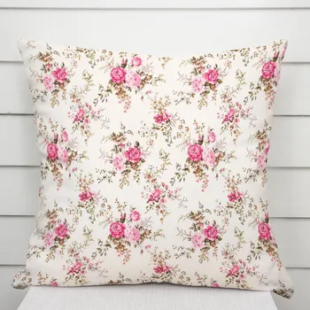 Povlak na polštářek Dekorační povlak na polštář PML-107 Růžové růžičky na bílém 50 x 60 cm