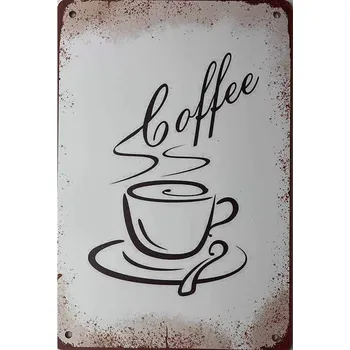 Plechová cedule Dřevěná cedule na zeď Coffee
