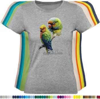 Dámské tričko damske-levne-bavlnene-tricko-digitalni-potisk-kanarek-divoky Barva: Grey melange - šedá směs, velikost: S