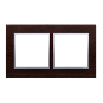 Elektrická zásuvka Rámeček 2 násobný, dřevěný, Simon 54 Nature, wenge / stříbrná metalizovaná
