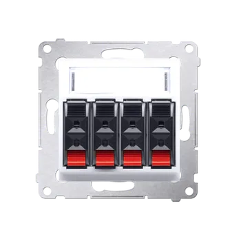 Elektrická zásuvka Zásuvka reproduktorová 4 násobná s popisným polem (přístroj s krytem), Simon 54, barva bílá