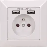 Elektrická zásuvka 2P s USB nabíječkou pod omítku, bílá