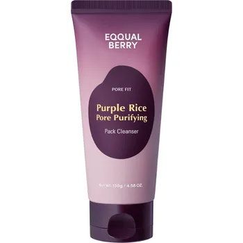 Čistící gel EQQUALBERRY – Purple Rice Pore Purifying Pack Cleanser – Čisticí maska a pěna 2v1 s fialovou rýží – 130 ml