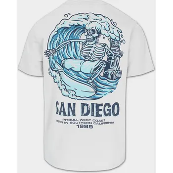 Pánské tričko PitBull West Coast Triko SKULL SURF - bílé M