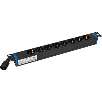 Elektrická zásuvka Napájecí lišta (19 "RACK, 1U, 8 zásuvek SCHUKO, IEC320C14/UPS