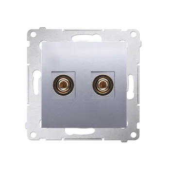 Elektrická zásuvka Zásuvka reproduktorová 1 násobná (přístroj s krytem), Simon 54, barva stříbrná metalizovaná