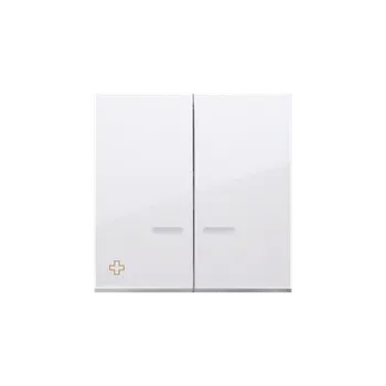 Elektrická zásuvka Kryt 2 násobný se světelným piktogramem pro přístroje spínačů a tlačítek, Simon 54, barva bílá antibakteriální