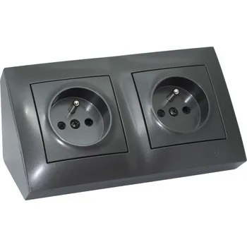 Elektrická zásuvka Rohová zásuvka 2x 250V, barva antracitová metalíza, bez kabelu