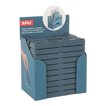 Party dekorace APLI úložný box - jednobarevný, 10 ks, displej, šedomodrá základna