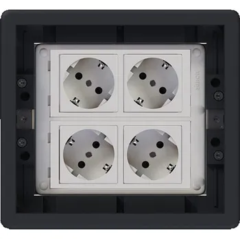 Elektrická zásuvka Podlahová zásuvka SF 187x171 mm, 4x 250V/16A schuko, (zásuvky bílé), barva boxu grafit, pro zvýšené podlahy