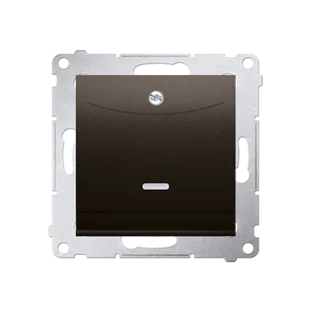 Elektrická zásuvka Spínač na kartu 2 násobný (přístroj s krytem), s orientačním LED podsvětlením, Simon 54, barva hnědá metalizovaná