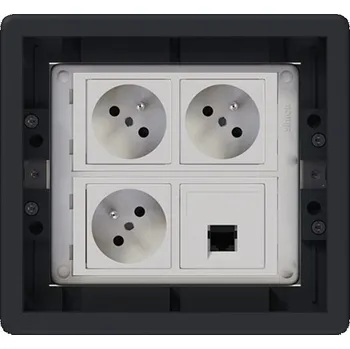 Elektrická zásuvka Podlahová zásuvka 3x 250V/16A, 1x RJ45 cat.5e, barva grafitově-šedá, pro lité podlahy